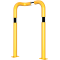 Anti-nudge hoop 90 | one sided- deep version | steel tube  76 mm | yellow / black | one-sided, left | height above ground: 1150 mm | to be fixed by plugs